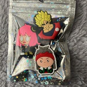 Anime style set of 3 shoe charms for crocks or similar shoes